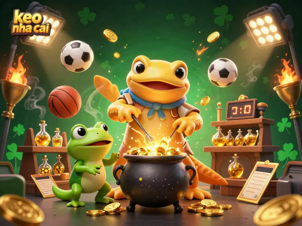 Engage with keo nha cai through a vibrant 3D casino illustration featuring dynamic betting elements.