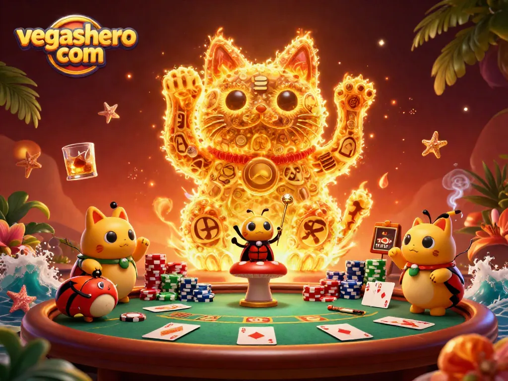 Experience exciting gameplay at vegashero com with a vibrant 3D illustration showcasing casino elements.