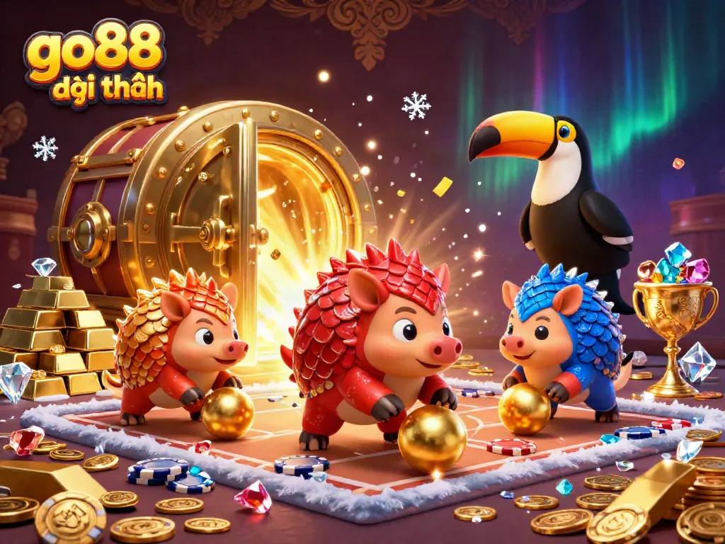 Experience the thrill of go88 đổi thưởng with vibrant pangolins in an energetic casino scene.