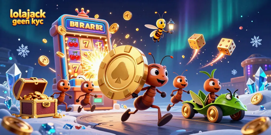 Experience the thrill at Lolajack geen KYC casino with vibrant gaming elements and characters in action.